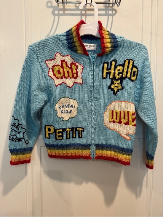 Pett Coco Other - Pett Coco Kids' Light Blue Zip-Up Graphic Sweater